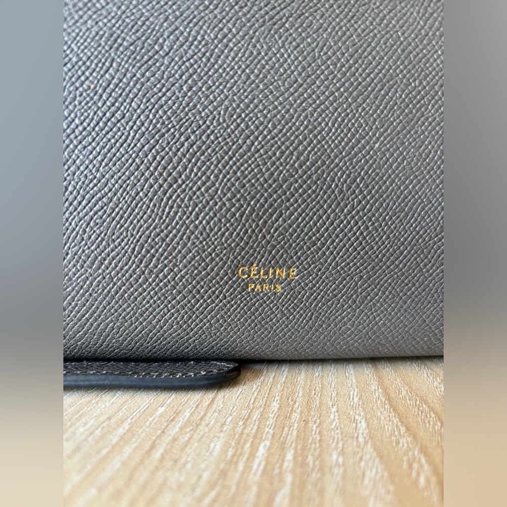 CELINE💎Grained Calfskin Mini Belt Bag LARGE💎Grey Saffiano Gold💎LIKE NEW - Picture 16 of 17